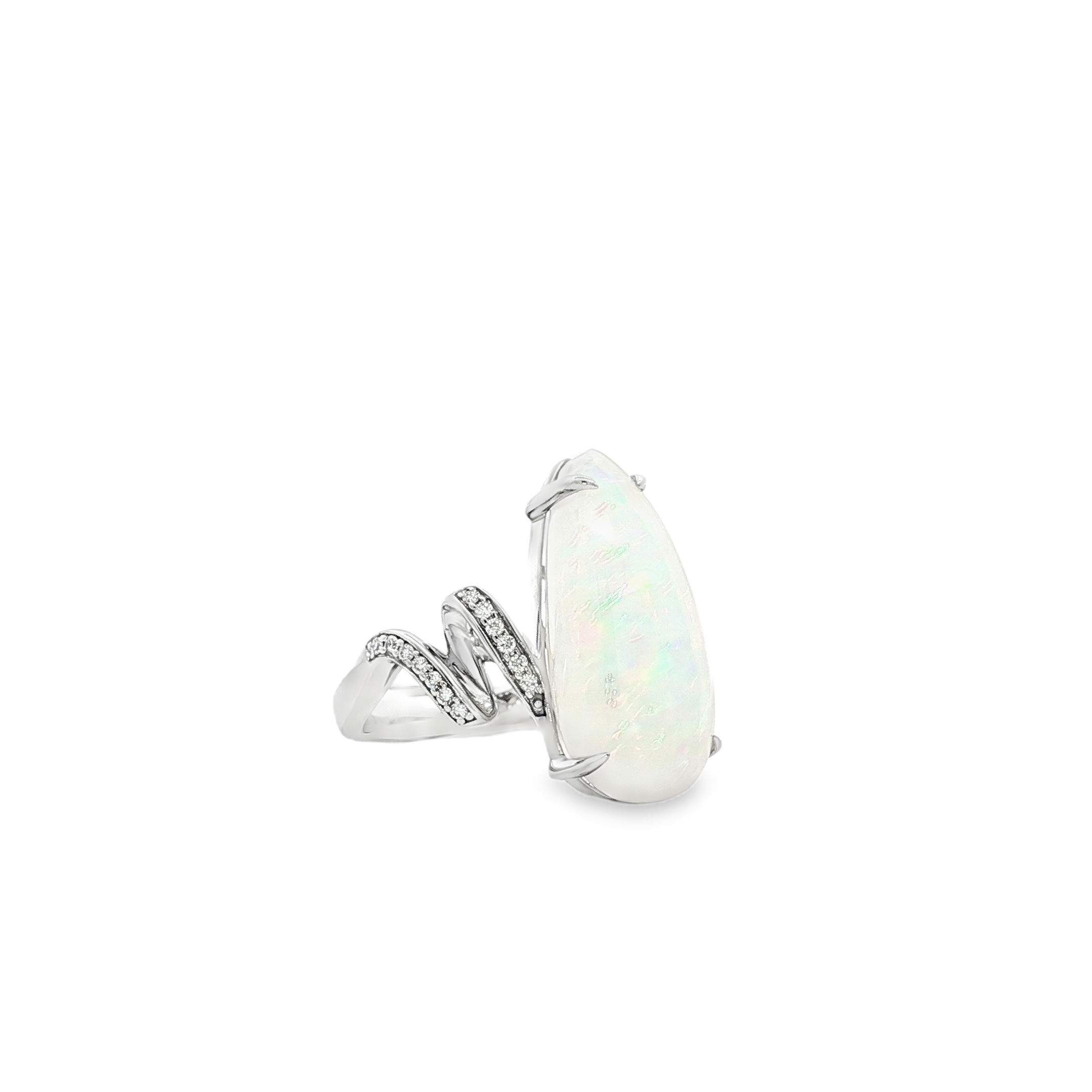 14KW 7.17CT OPAL & .13CTTW RB DIA RING SZ 6.75