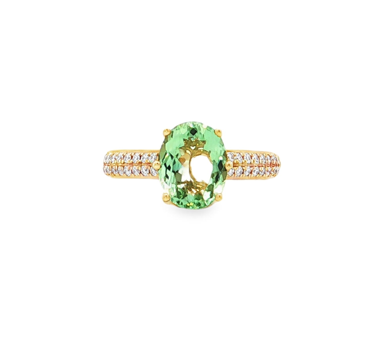 18KY 2.70CT TOURMALINE & .30CTTW RB DIA RING SZ 7