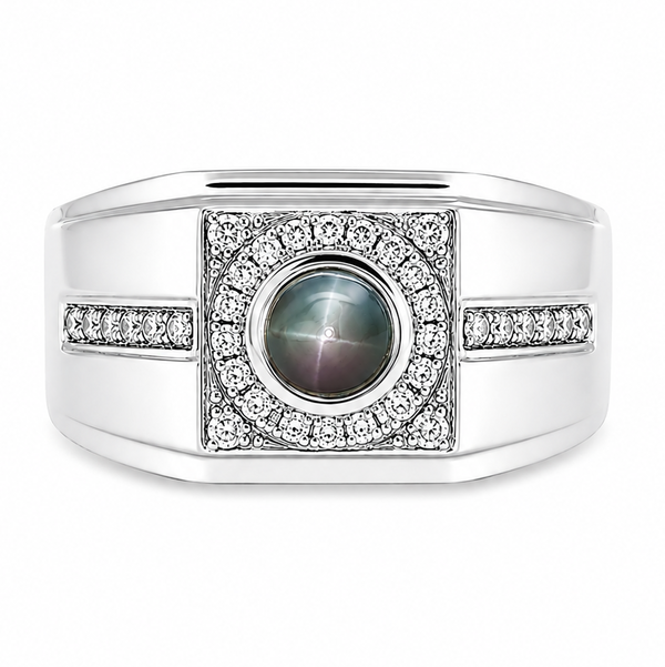 PLAT .68CT CAB ALEX & .18CTTW RB DIA RING SZ 10