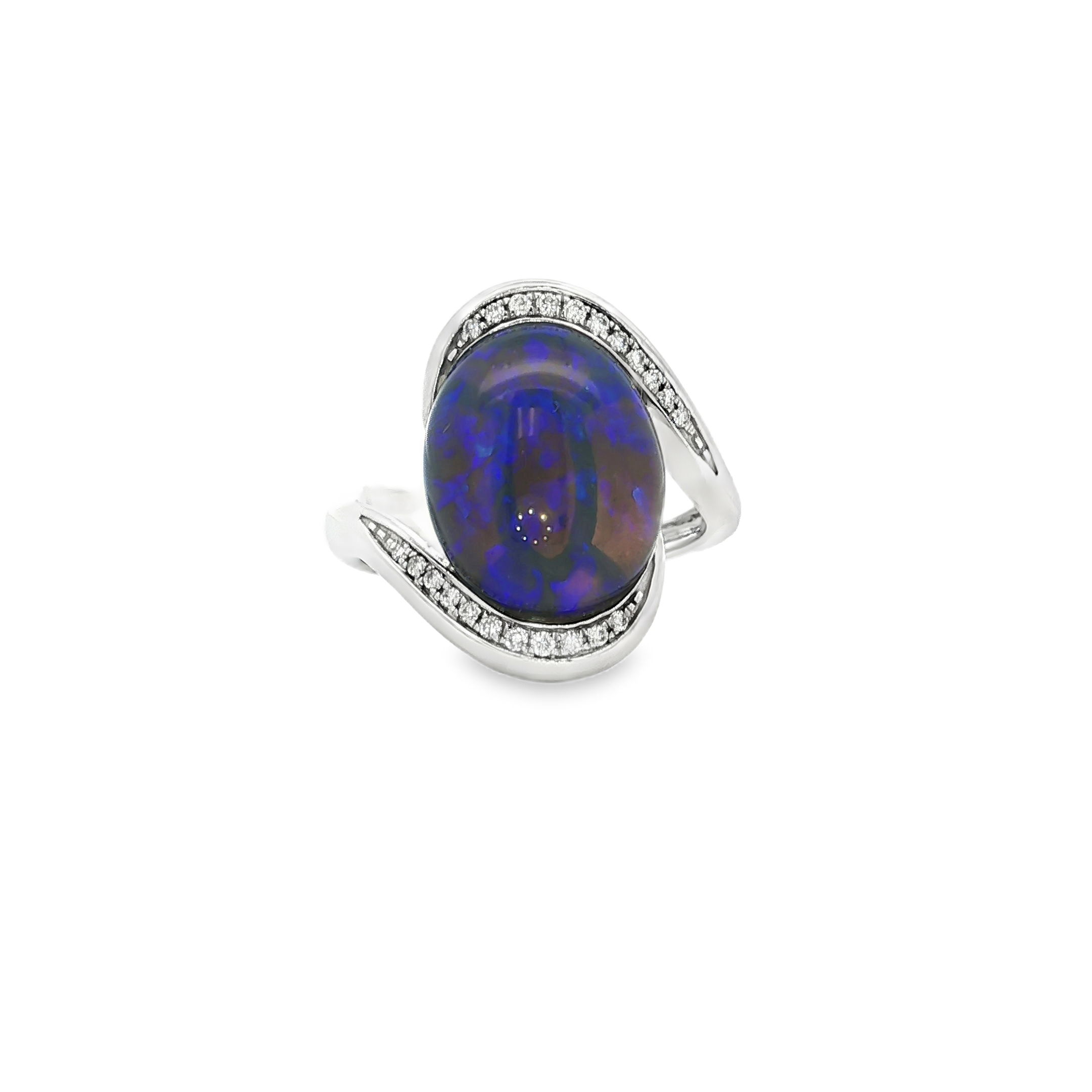 18KW 6.60CT OPAL & 010CTTW RB DIA RING SZ 7