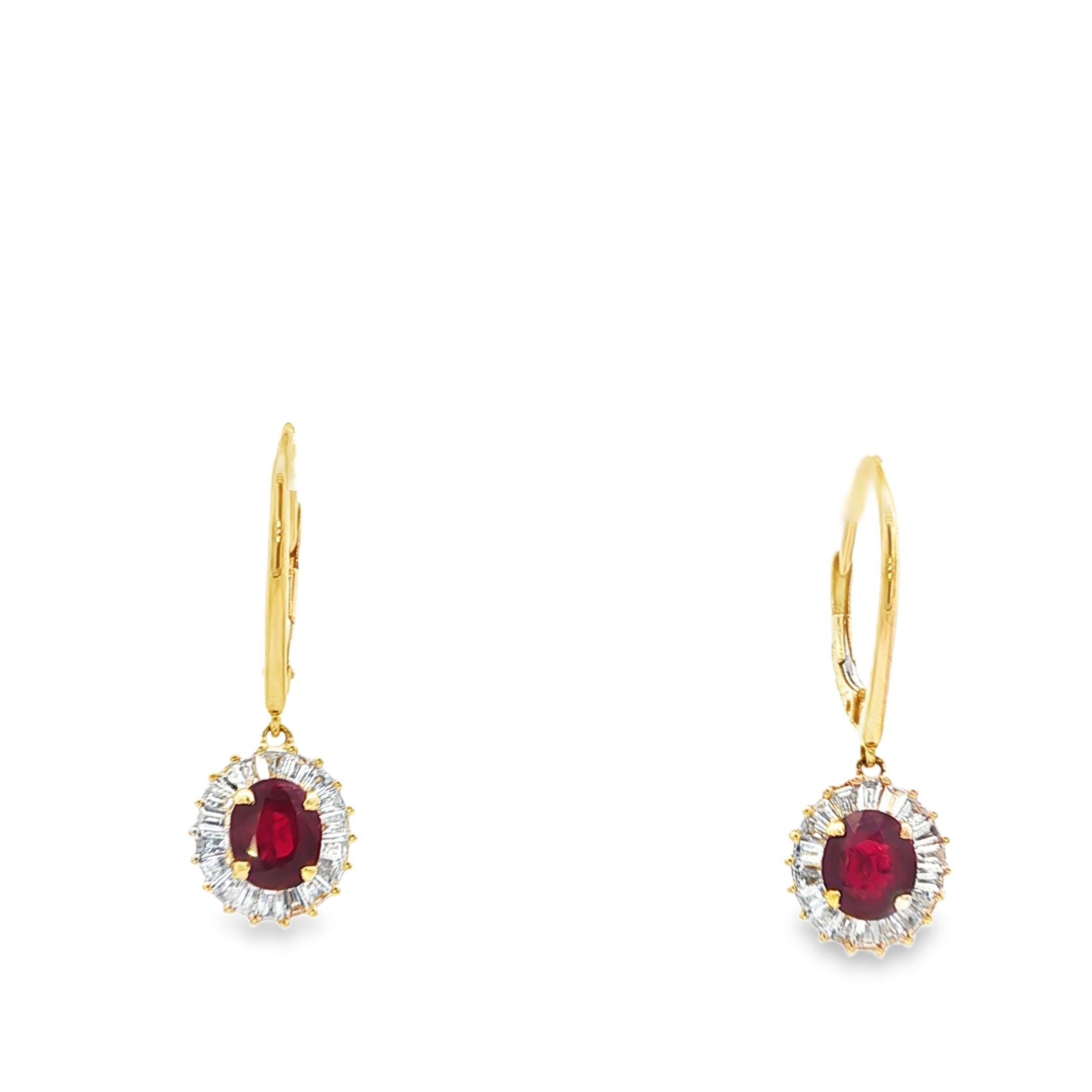 14KY 2.14CTTW RUBY & .75CTTW RB DIA LB EARRINGS