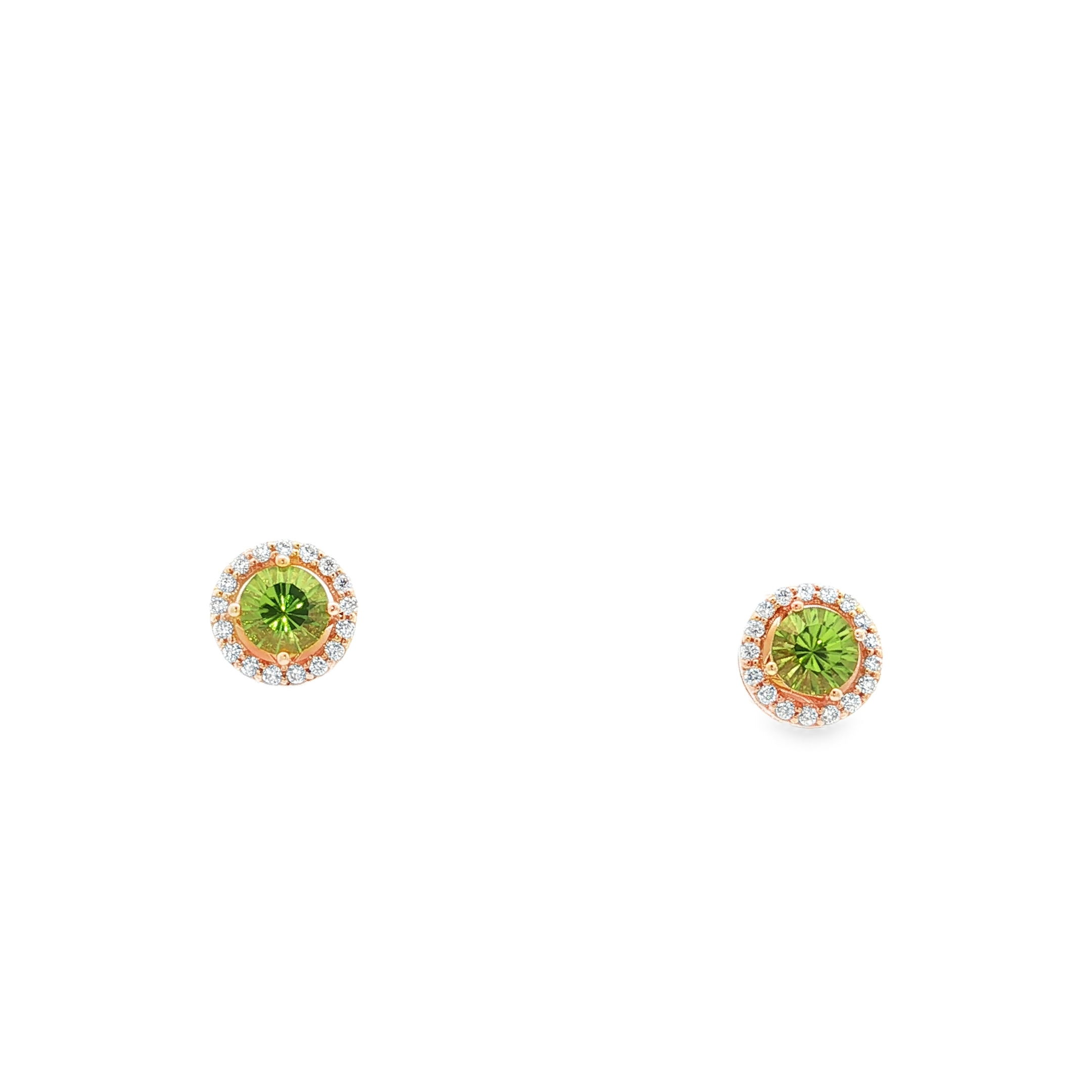 18KY 1.74CTTW PERIDOT & .32CTTW RB DIA EARRINGS