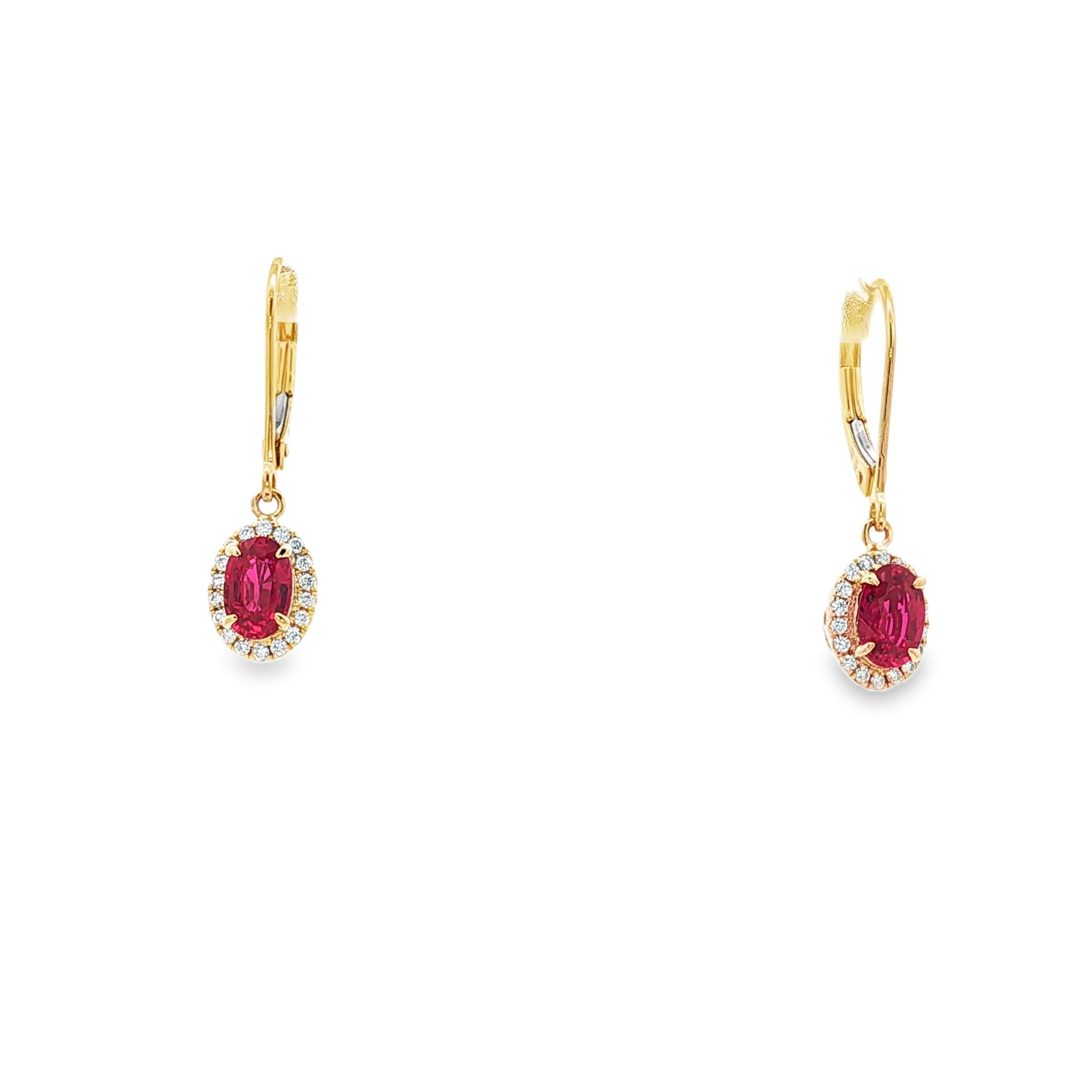 14KY 1.13CTTW RUBY & .14CTTW RB DIA LB EARRINGS