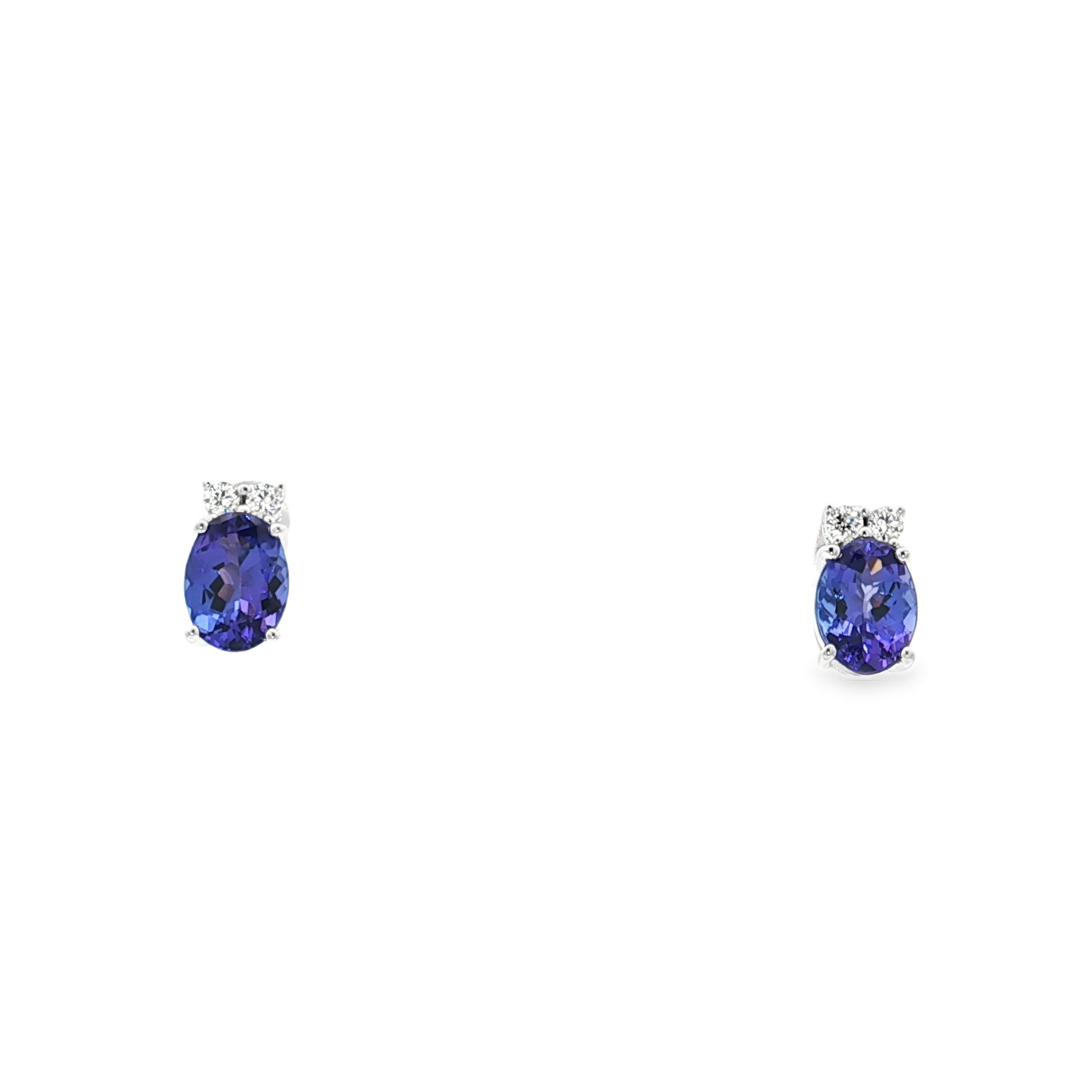 18KW 2.27CTTW TANZ & .15CTTW RB DIA EARRINGS