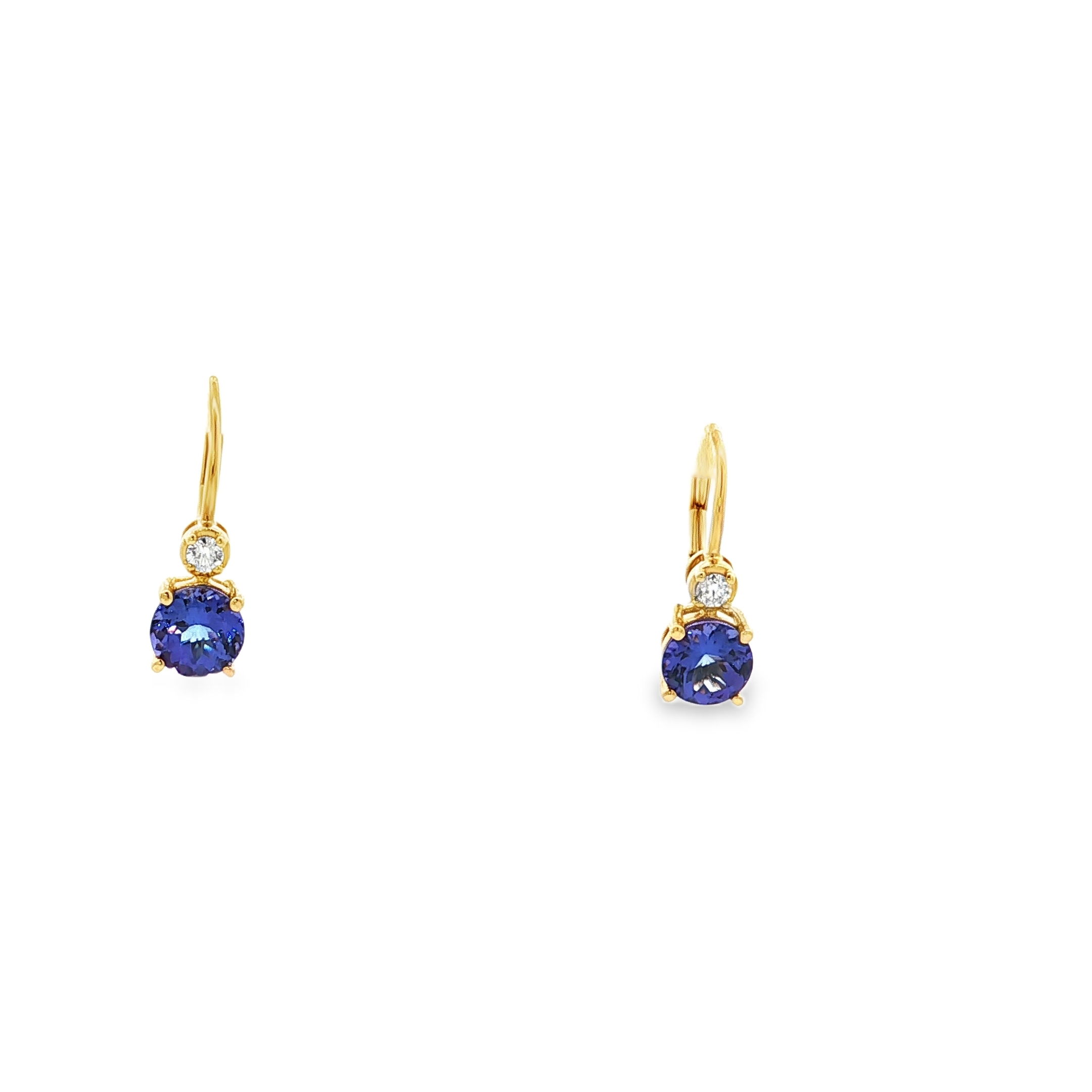 18KY 2.15CTTW TANZ & .12CTTW RB DIA LB EARRINGS