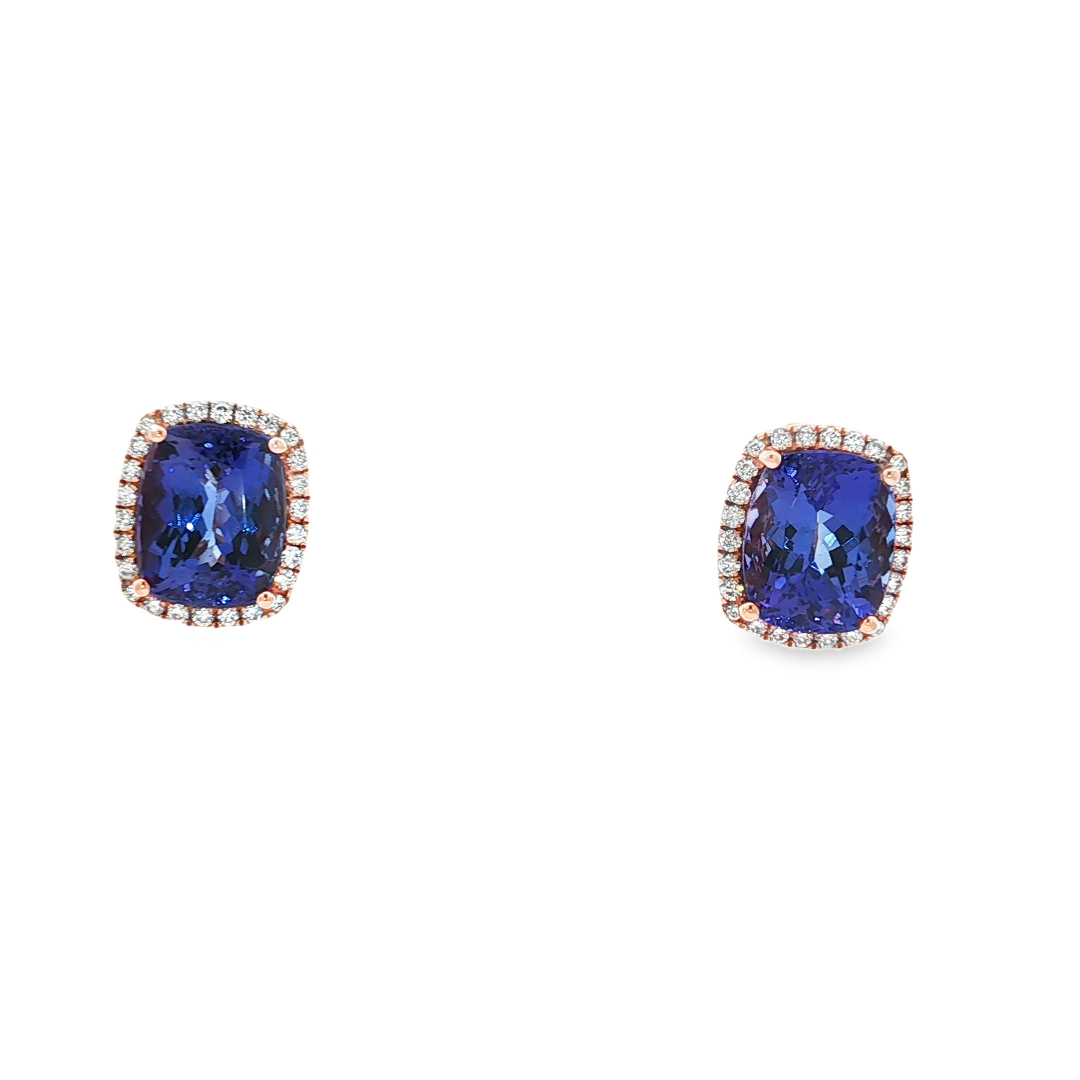 14KR 8.86CTTW TANZ & .48CTTW RB DIA EARRINGS