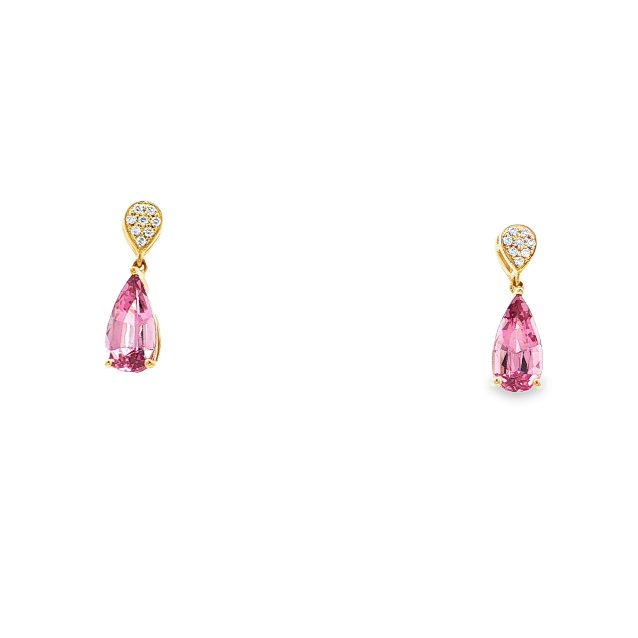 14KY 2.31CTTW MALAYA GARNET & .06CTTW RB DIA EARRINGS