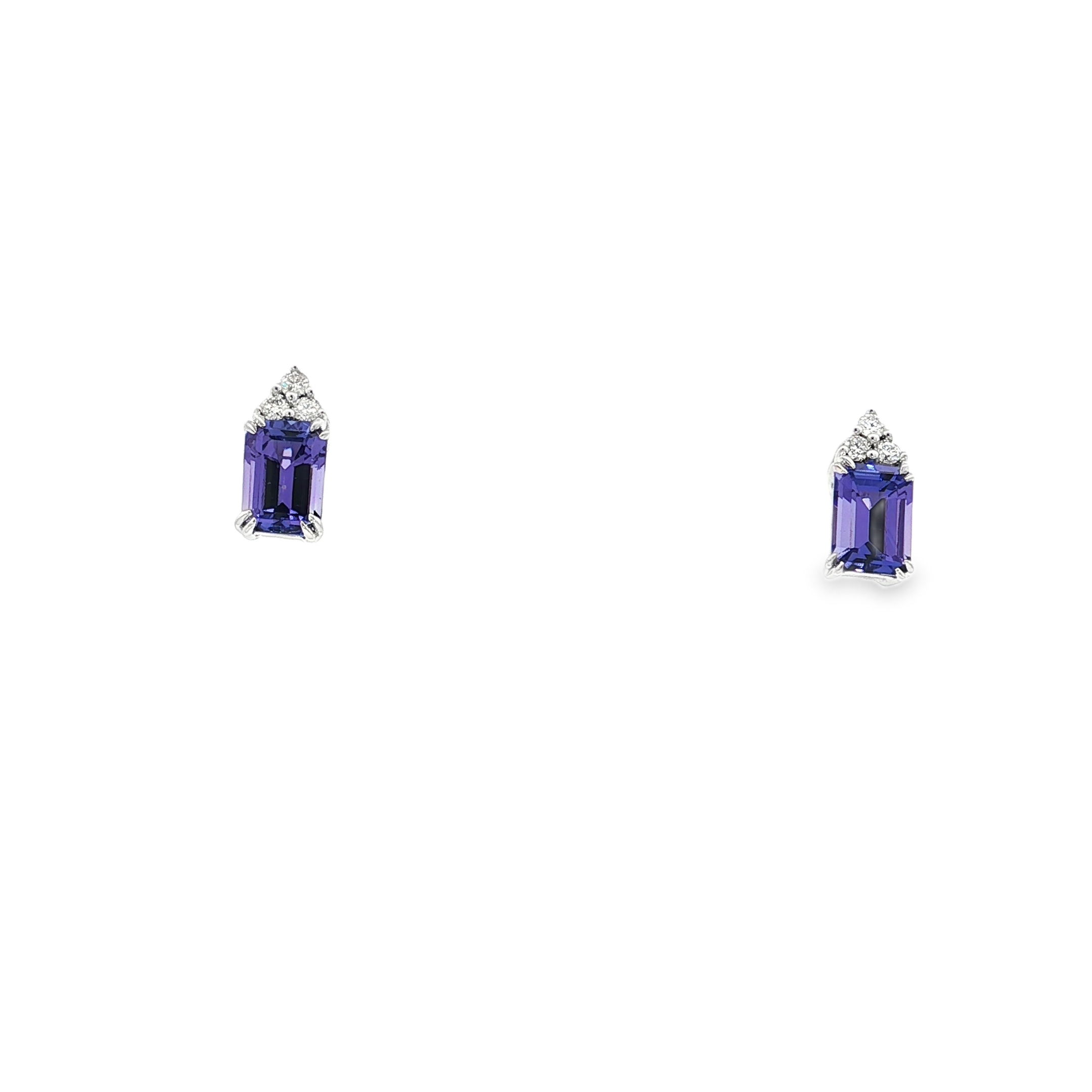 18KW 2.45CTTW TANZ & .14CTTW RB DIA EARRINGS