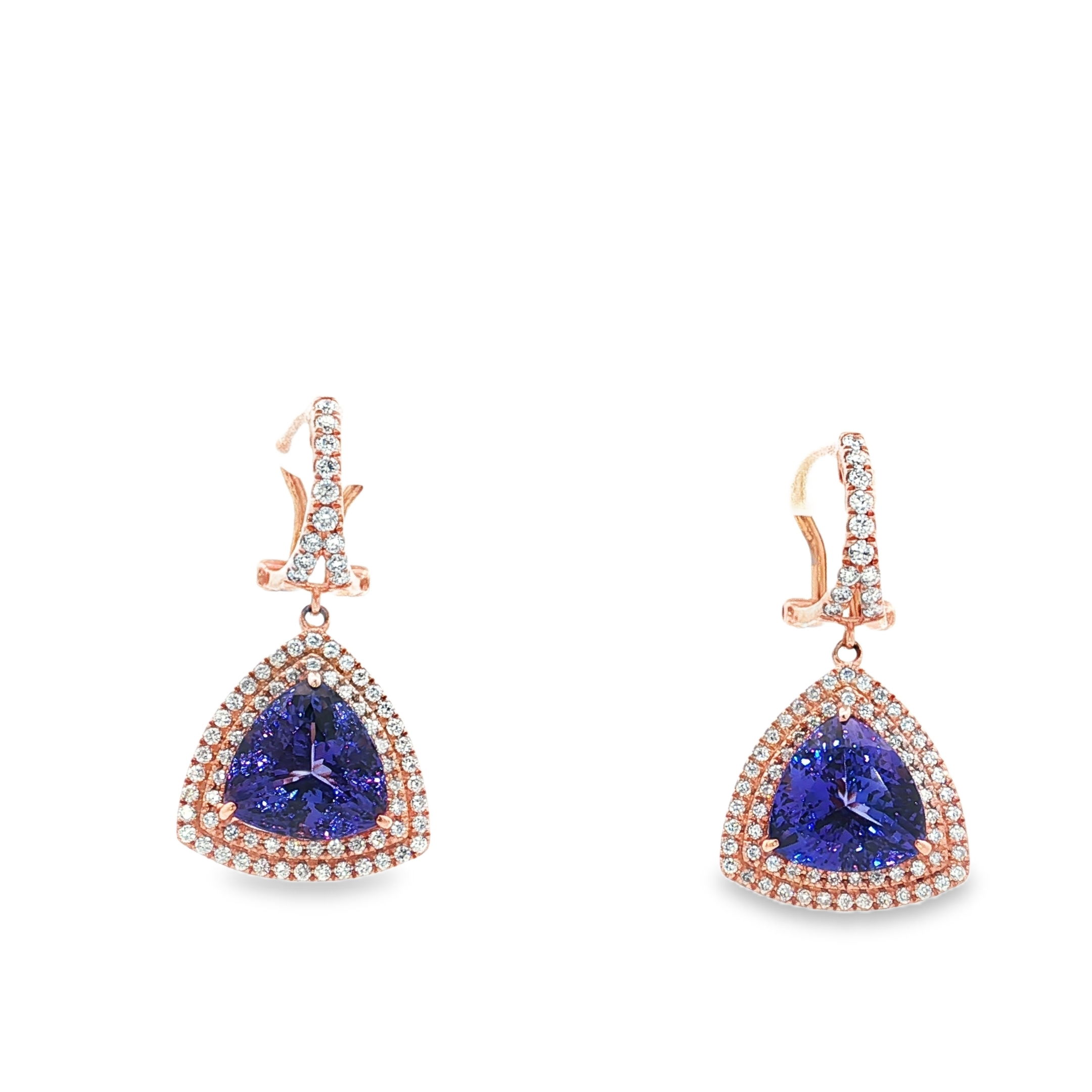 14KR 9.67CTTW TANZ & 1.08CTTW RB DIA EARRINGS