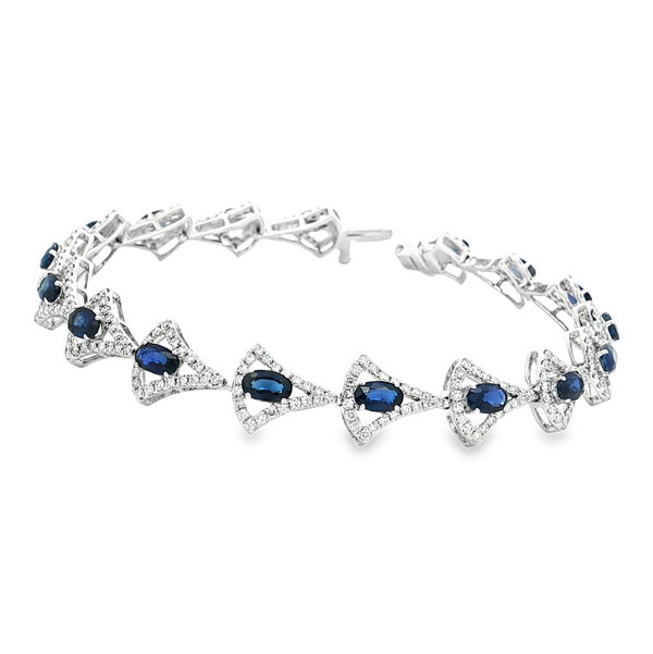 18KW 4.88CTTW SAPP & 1.95CTTW RB DIA 7" BRACELET