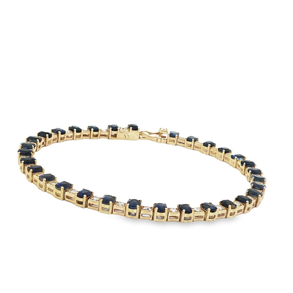 14KY 8.17CTTW SAPP & .68CTTW RB DIA 7" BRACELET
