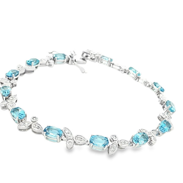 18KW 5.38CTTW AQUA & .47CTTW RB DIA 7.5" BRACELET