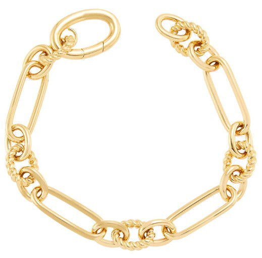 14KY POL 1+3 OVAL & PAPERCLIP LINK 7.5" BRACELET