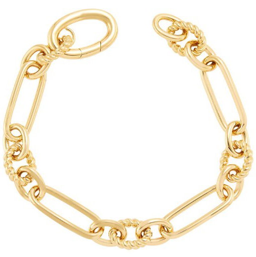 14KY POL 1+3 OVAL & PAPERCLIP LINK 7.5" BRACELET