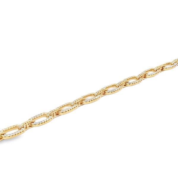 14KY 1.00CTTW 345 ROUND BRILLIANT DIAMOND LONG LINK BRACELET