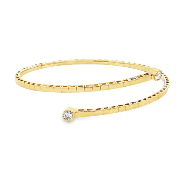 14KY 1/3CT RB DIA BANGLE W/TITANIUM WIRE