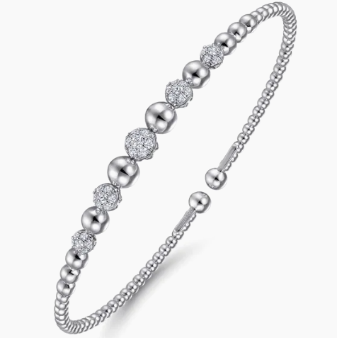 14KW 35RB DIA .34CT BUJUKAN PAVE STATION CUFF BRACELET