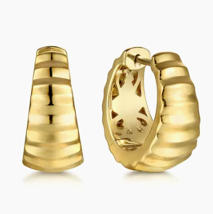 14KY DIA CUT "CONTEMPORARY" HUGGIE HOOP EARRINGS