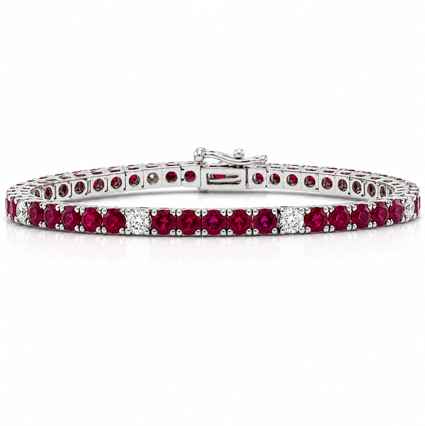 14KW 5.40CT RUBY & .70CT RB DIA BRACELET