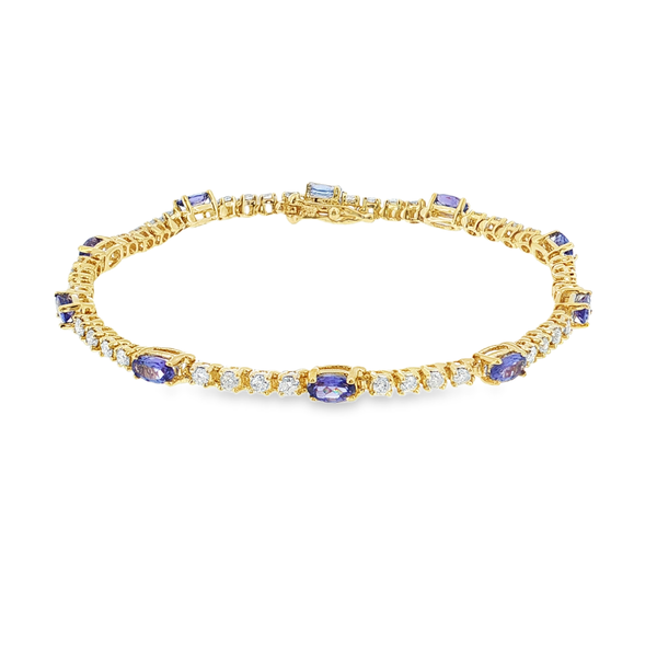 14KY 2.70CT OV TANZANITE & 1.20CT RB DIA BRACELET