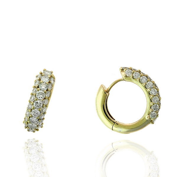 14KY 2.33CT 50 RB DIA 3-ROW HOOP EARRINGS