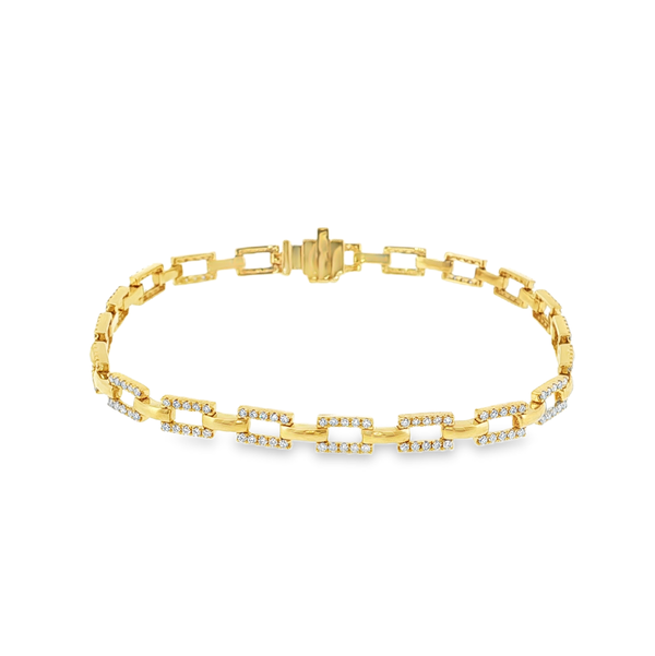 14KY 1.00CT 200 ROUND BRILLIANT DIAMOND SQUARE LINK BRACELET