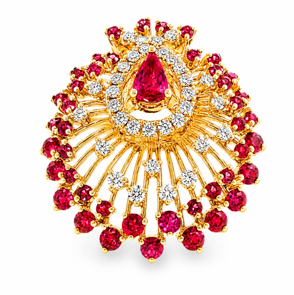 14KY 1.77CTW RUBY & .45CTW ROUND BRILLIANT DIAMOND PENDANT