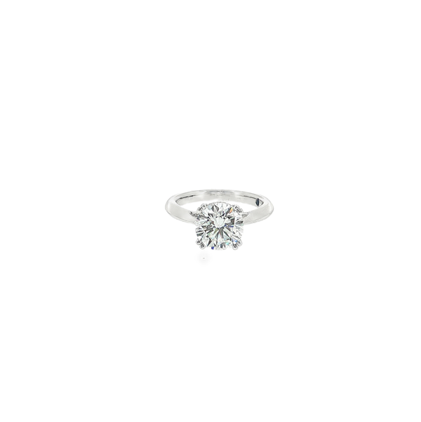 PLATINUM 3.02CT GH/VVS2-VS1 IGI#LG43J0109026 LAB GROWN ROUND BRILLIANT DIAMOND & 0.13CTW 16 RB LAB GROWN DIA'S HIDDEN HALO DOUBLE PRONG KNIFE EDGE SOLITAIRE ENGAGEMENT RING