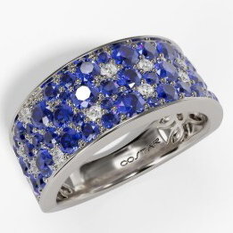 14KWG 13 ROUND DIAMONDS 0.15CTW & 51 ROUND BLUE SAPPHIRES 1.85CTW FASHION BAND
