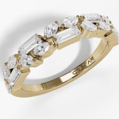14KYG 12 MARQUISE & 5 BAGUETTE DIAMONDS 0.65CTW PRONG SET BAND