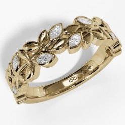 1KYG 10 MARQUISE DIAMONDS 0.25CT VINE INSPIRED BEZEL SET BAND