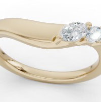 14KYG 3 MARQUISE DIAMONDS 0.25CT POLISHED CURVED BAND