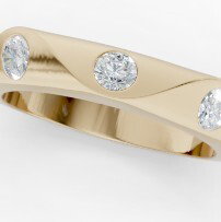 14KYG 5 ROUND DIAMONDS 0.49CTW POLISHED ANGLED FLUSH SET BAND