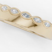 14KYG 9 MARQUISE DIAMONDS 0.25CTW BEZEL SET FLAT STACKABLE BAND
