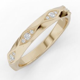 14KYG 12 ROUND DIAMONDS 0.10CTW POLISHED "FACETED" STACKABLE BAND