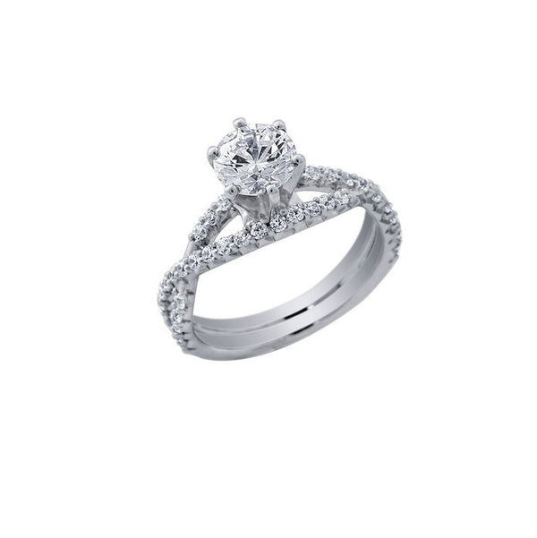 14KWG 44 ROUND DIAMONDS 0.55CT CRISS-CROSS SEMI-MOUNT
