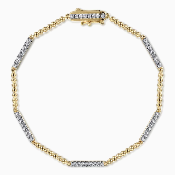 14KYG 48 BR DIAMONDS 0.54CT BUJUKAN TENNIS BRACELET - 7"