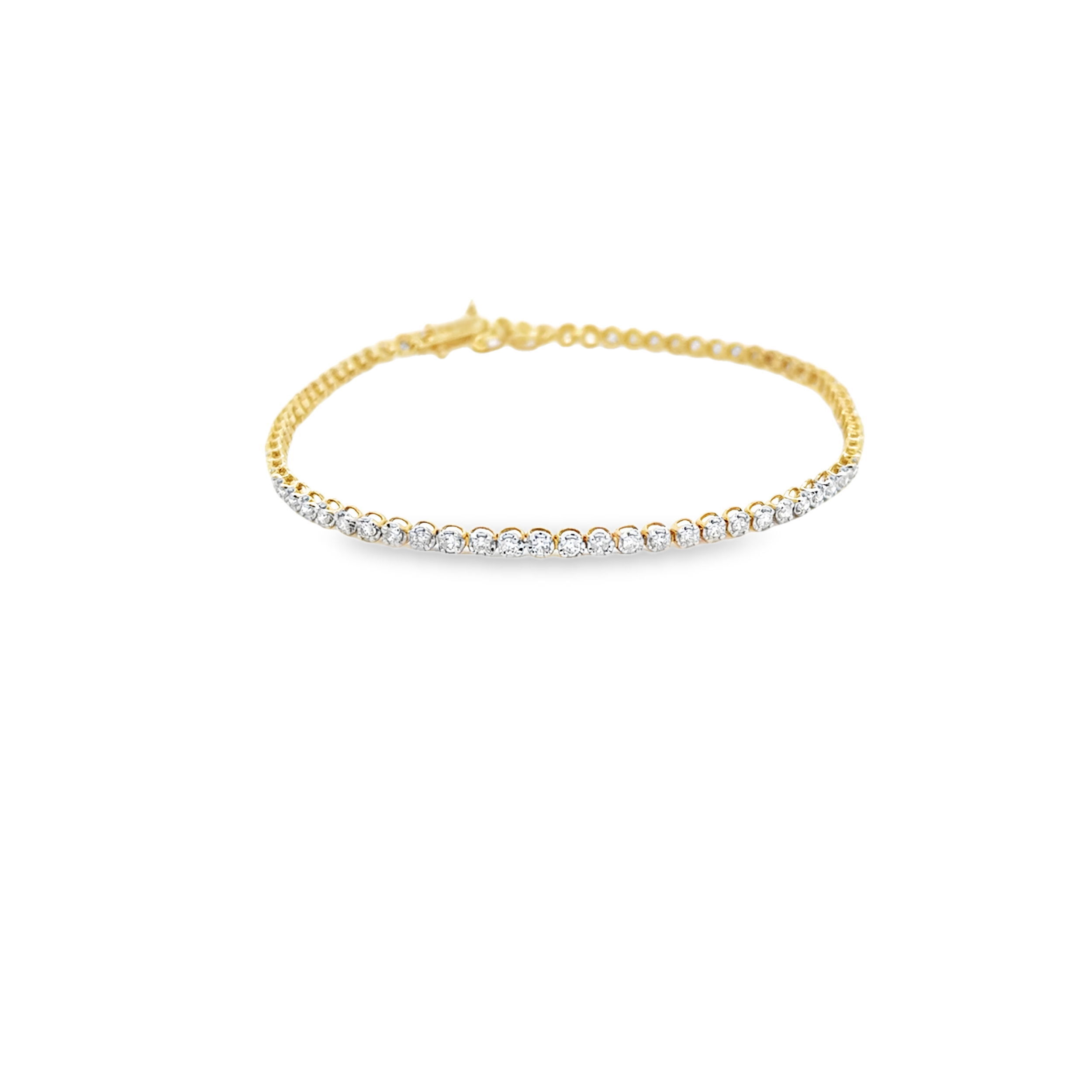 14KYG 74 BR DIAMONDS 1.00CT 7" TENNIS BRACELET