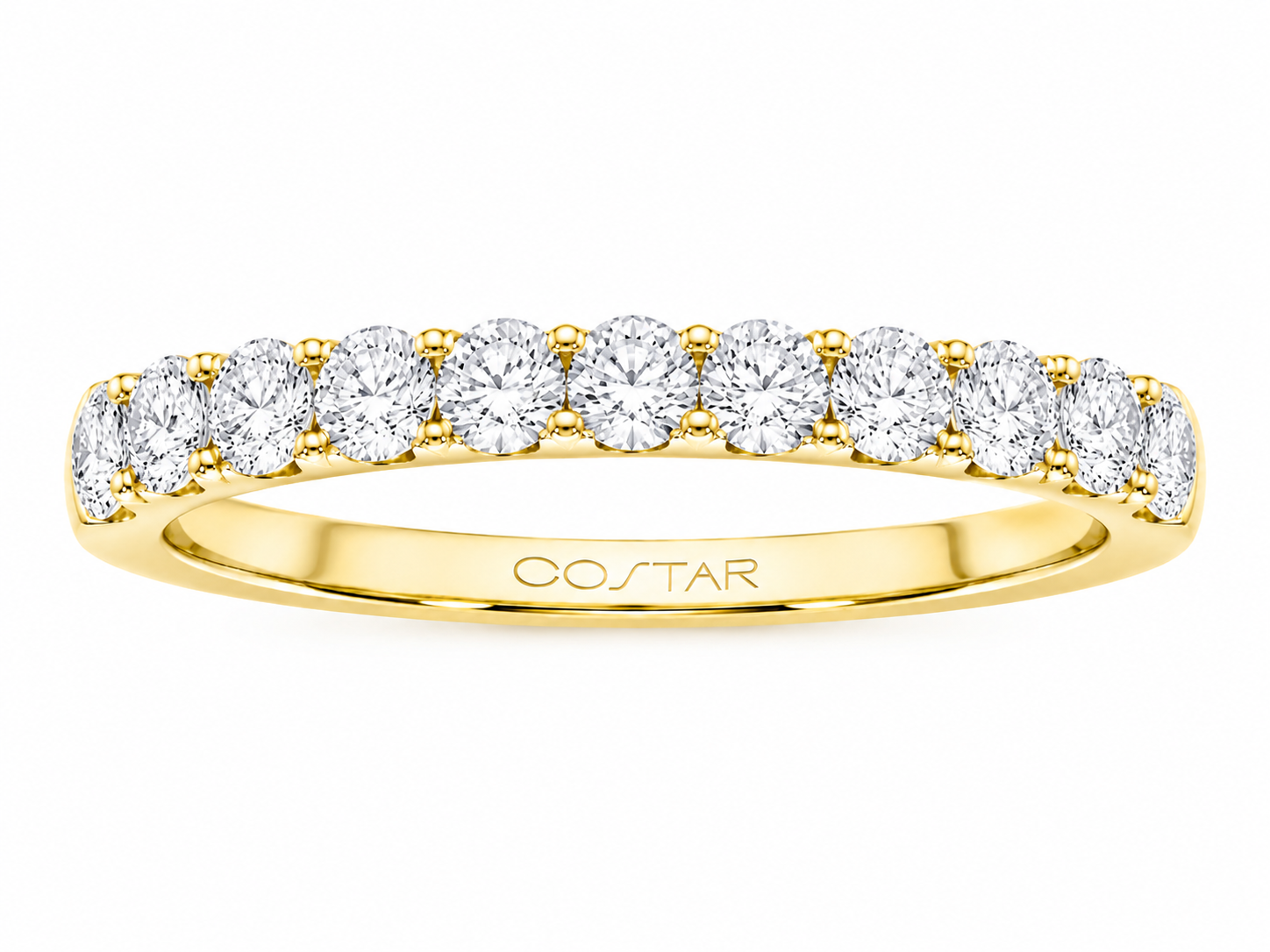 14K yellow gold straight prong diamond band