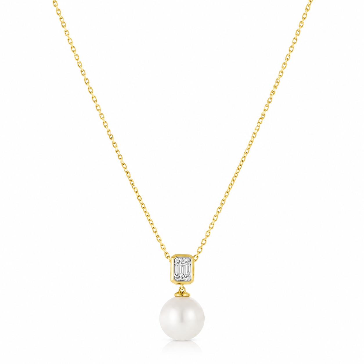 Freshwater pearl drop necklace with diamond accents