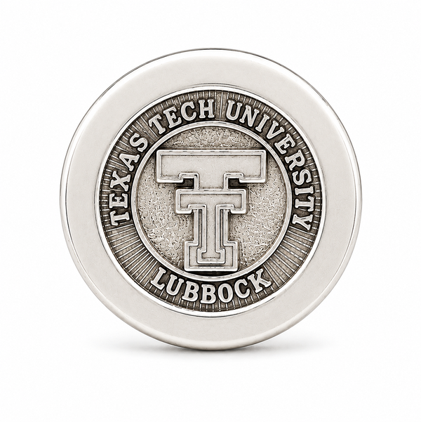 14KT WG 13MM ROUND TEXAS TECH UNIVERSITY TIE TACK ***WITH LIFETIME WARRANTY***