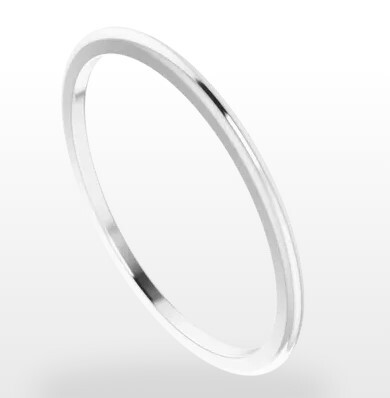 14KWG 1MM HALF-ROUND POLISHED BAND SIZE 7.5