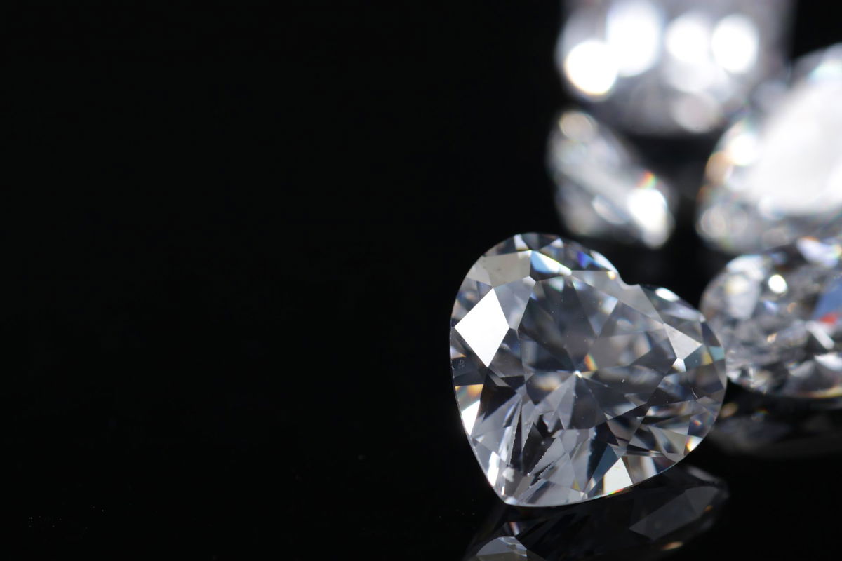A heart-shaped diamond on black