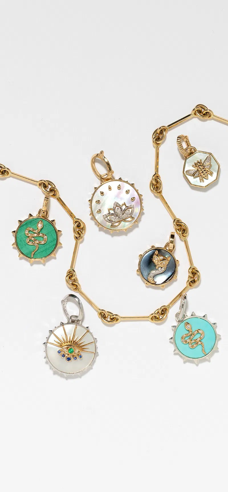 Gold diamond pendants on chains