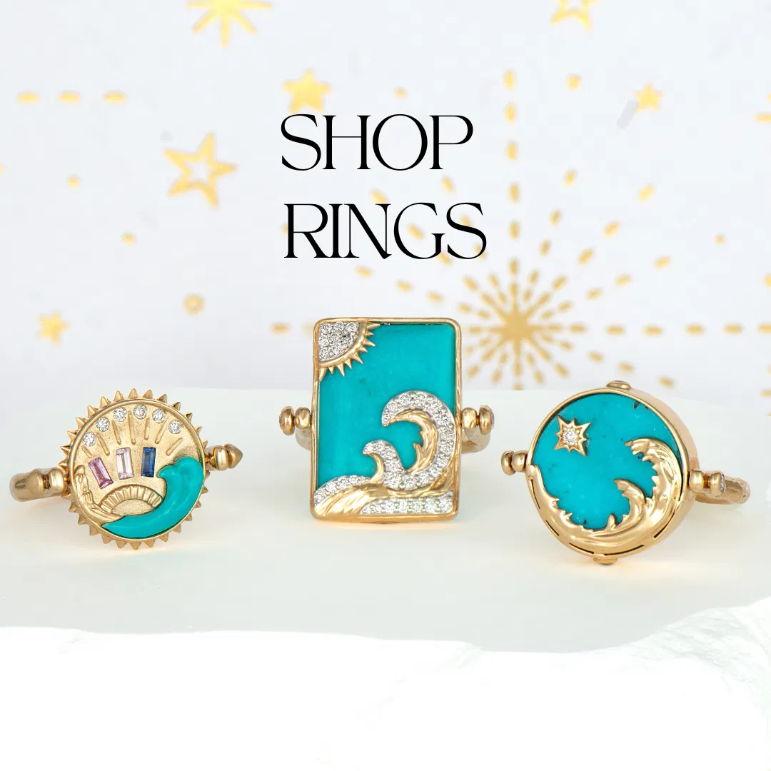 Image of 14k Gold Turquoise Flip Rings | Two-in-One Design | Three Stories