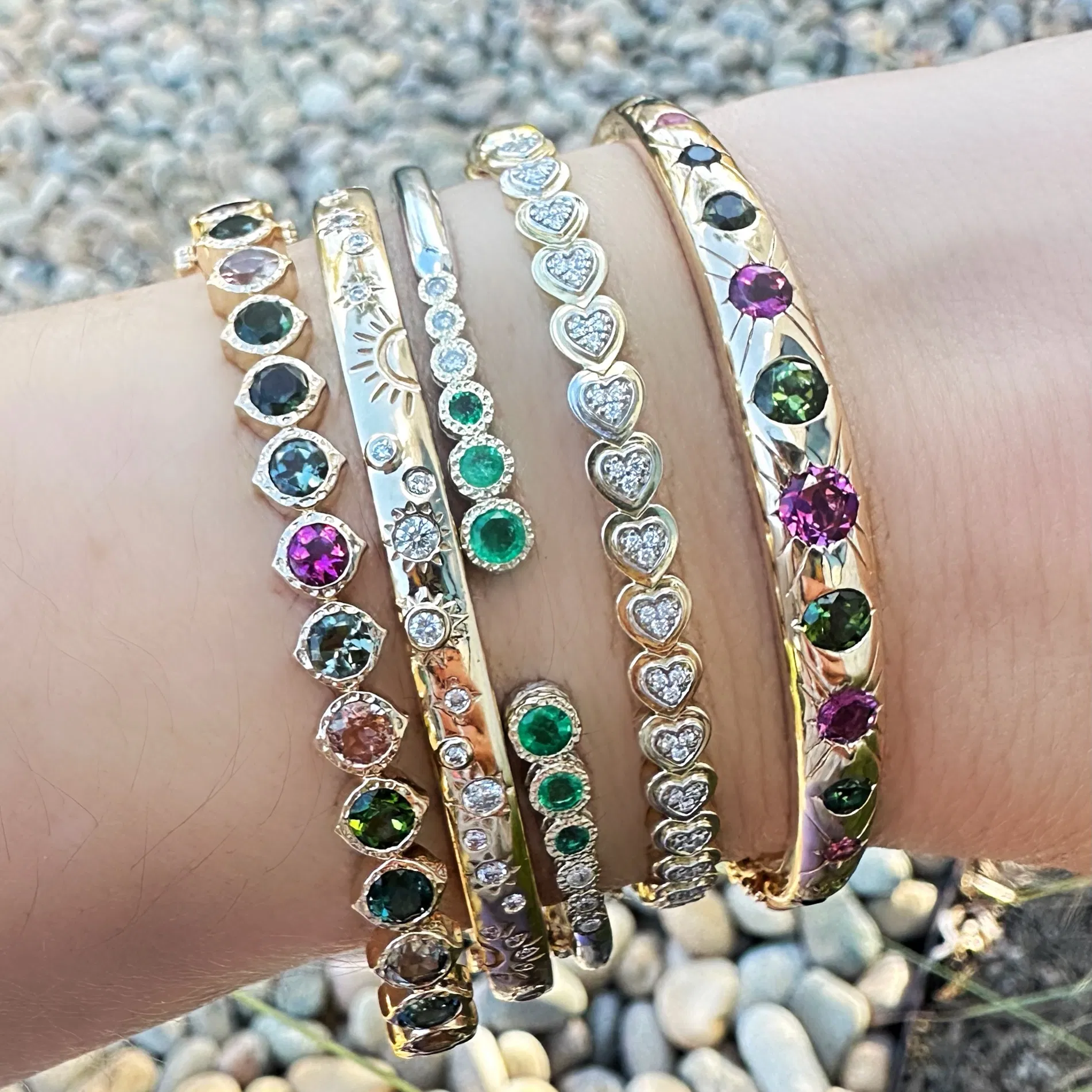 Image of 14k Gold & Diamond Bracelets | Stackable Bangles | Three Stories