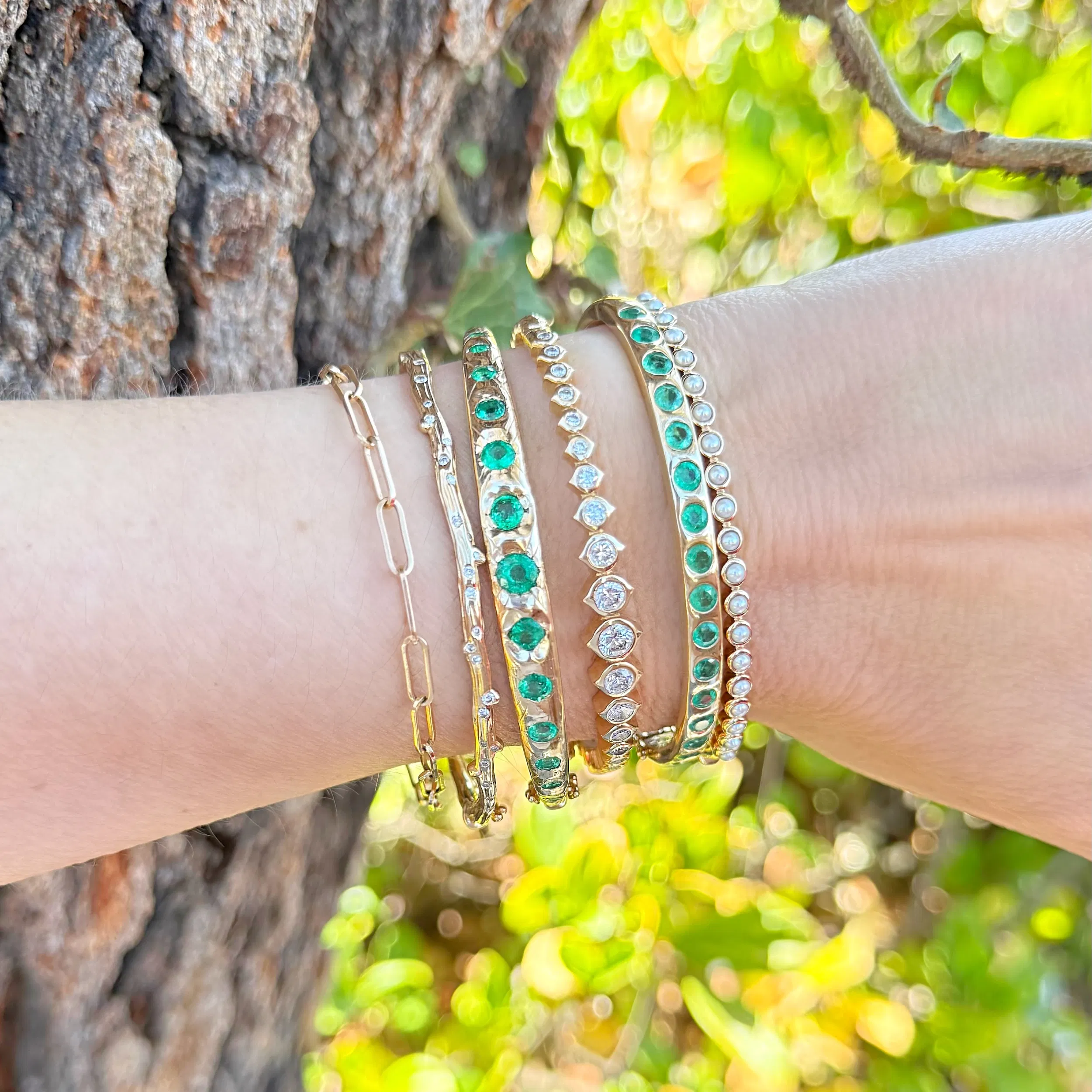 Image of 14k Gold & Diamond Bracelets | Stackable Bangles | Three Stories