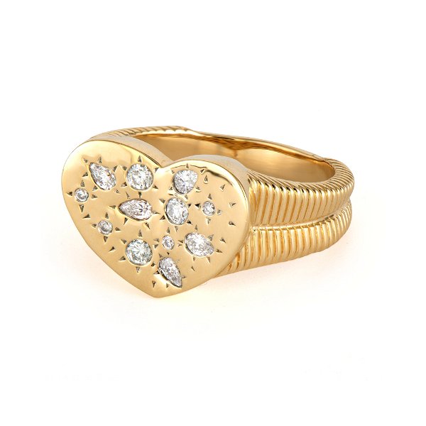 Closeup photo of Wide Love Explosion Ring