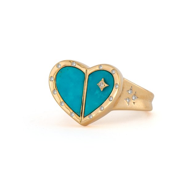 Closeup photo of Wide Love Explosion Heart Tablet Ring