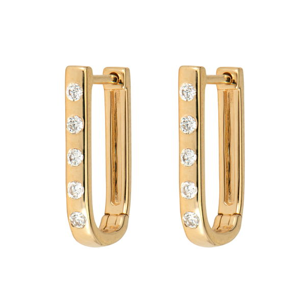 Closeup photo of Single Classic Diamond Elongated Cushion Hoop